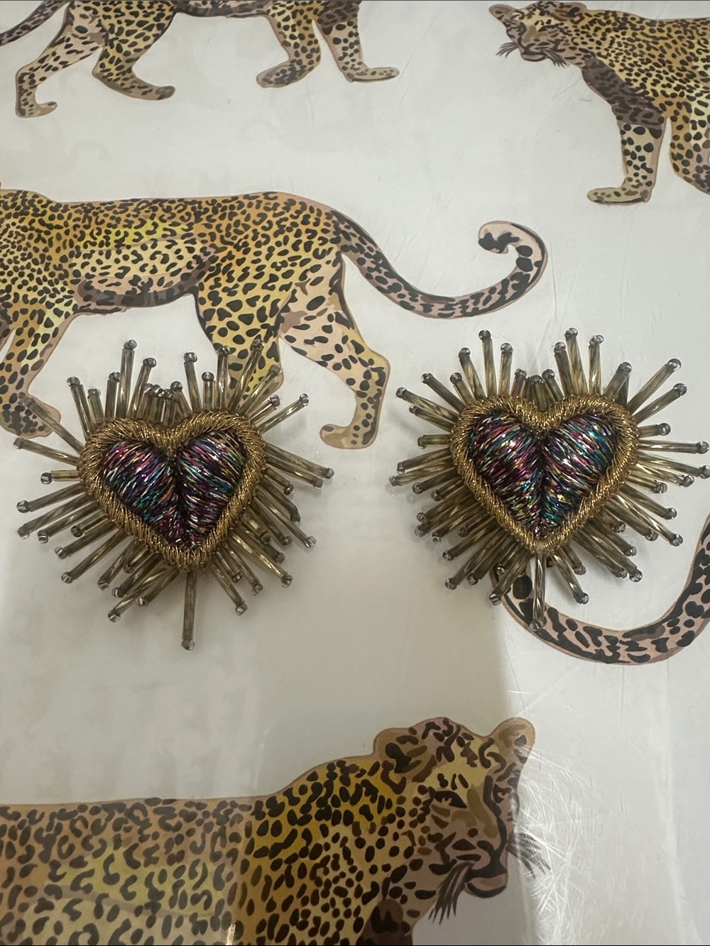 Olivia Dar Handcrafted Multicolor Heart earrings with Gold Accents